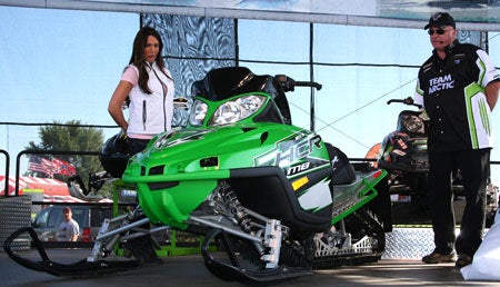 Arctic Cat Product Manager Joel Hallstrom (right), introduced the all-new M8 HCR at Hay Days.