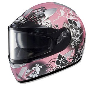 Full technical features make this HJC helmet pretty in pink.