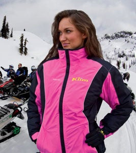 KLIM’s Allure Jacket with windproof and water-resistant features is designed specifically for women snowmobilers. (Image courtesy of KLIM)