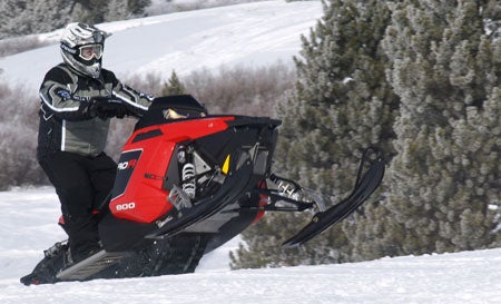 The toughness of the bonding process in a Polaris Rush means you can pound the sled hard over the toughest moguls.