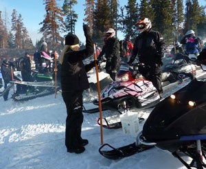 The Pink Ribbon Riders are gathered into groups for the day’s ride.