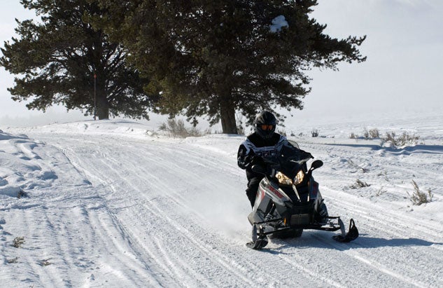 Polaris on Groomed Snowmobile Trail