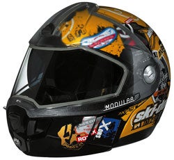 Ski-Doo Modular 2 Limited Edition polycarbonate composite snowmobile helmet features an optically-correct dual lens visor with an integrated sunshield for reduced glare. (Courtesy of Ski-Doo) Ski-Doo Modular 2 Limited Edition polycarbonate composite snowmobile helmet features an optically-correct dual lens visor with an integrated sunshield for reduced glare. (Courtesy of Ski-Doo)