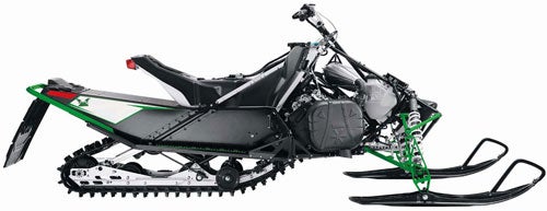 This is the 2012 Sno Pro 500. It uses the same chassis that led to the current ProCross/ProClimb chassis. Compare the basic front suspension layout on this sled to the new sled.