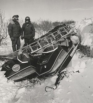 The author’s test ride remained unblemished until 50 miles from the finish when he dropped it in a ravine — on top of another Team Galaxy sled.