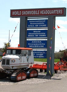 ISHOF memorabilia can be seen along with other snowmobiling history at the World Snowmobile Headquarters in Eagle River, WI