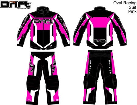 The “Pink” Drift Authority racing gear that PJ Wanderscheid will wear at Eagle River’s Friday Night Thunder will be auctioned  in support of Breast Cancer Awareness on the Pink Ribbon Riders web site. 