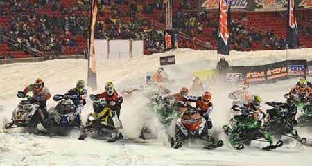 Does this look like the Talladega Superspeedway of snocross? (Photo by ISOC Racing)